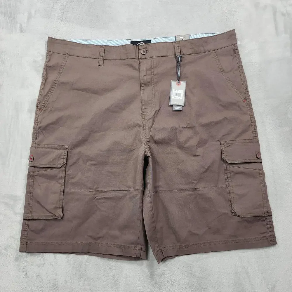 NEW Beverly Hills Polo Club Shorts Mens 44 Brown Cargo Modern Stretch Casual